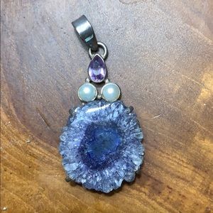 amethysts and pearl pendant